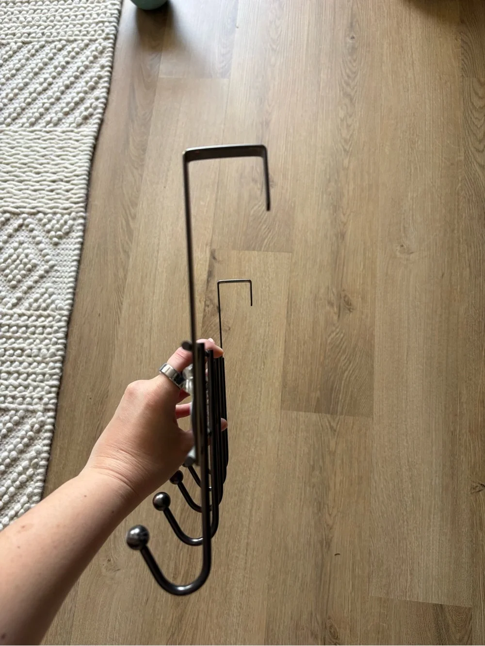 Over-the-Door Black Floral Metal Hook Rack - 5 Hooks